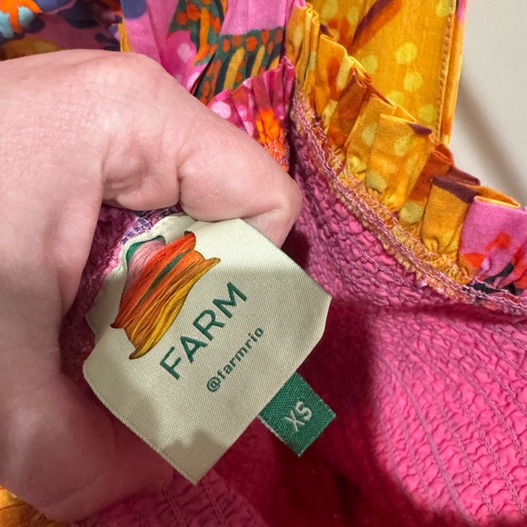 FARM Rio Pink and Orange Floral One-Shoulder Dress size x-small:) - Picture 4 of 5